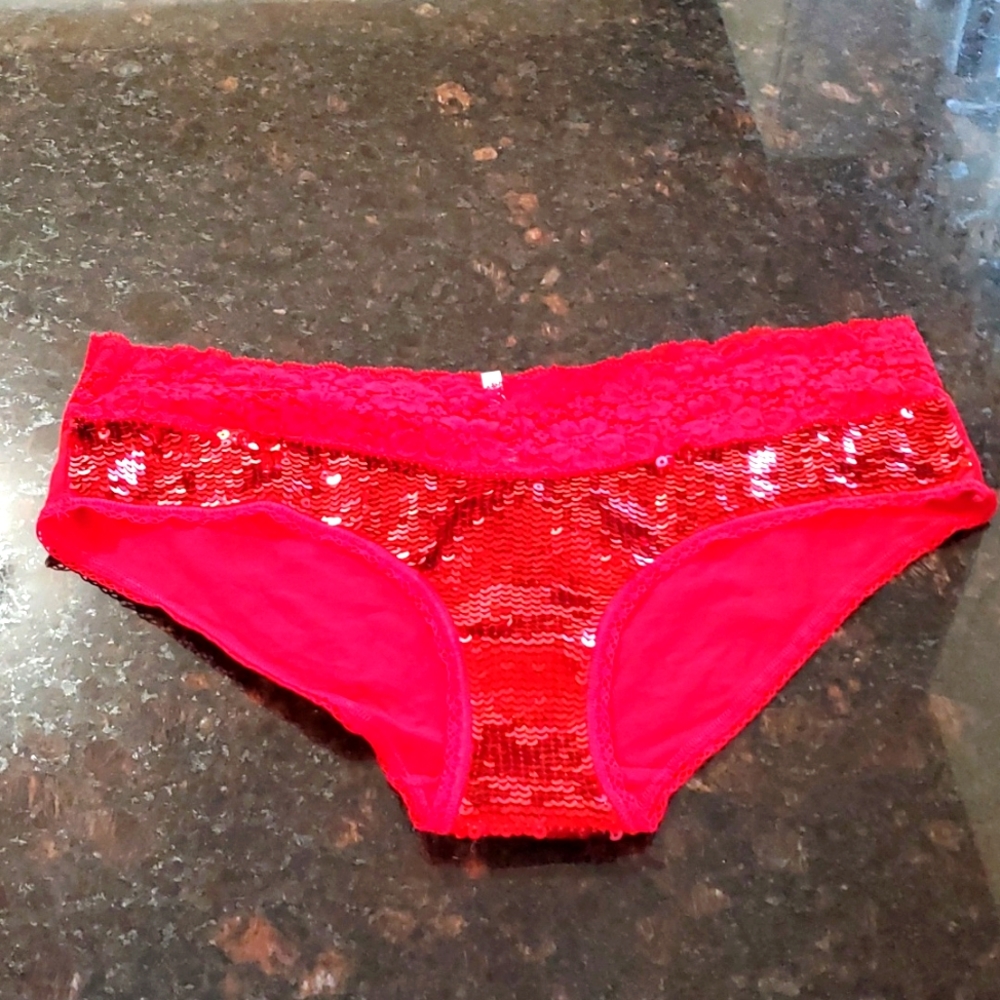 Victoria's Secret PINK Red Sequin Front Panty - Size M